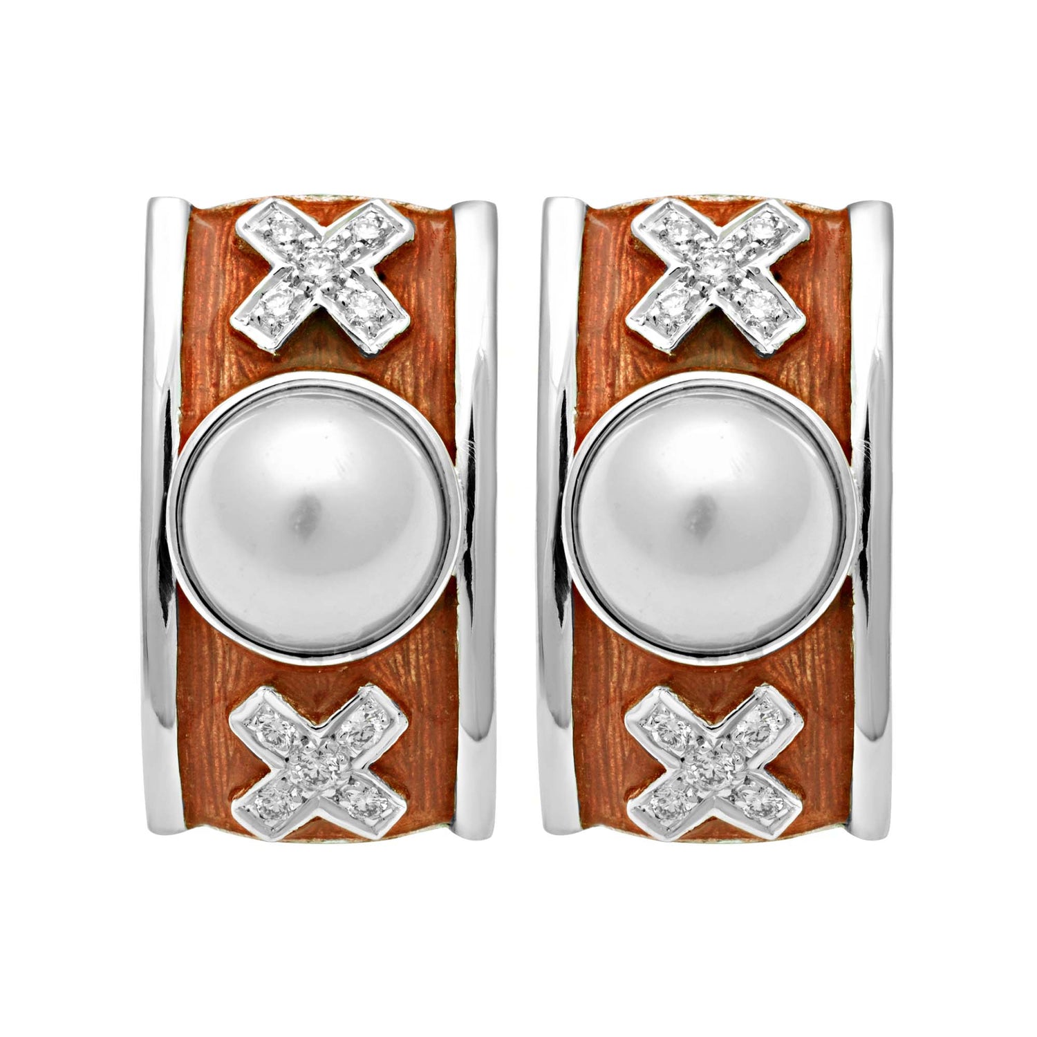 Earrings-South Sea Pearl and Diamond (Enamel)  (194FS)