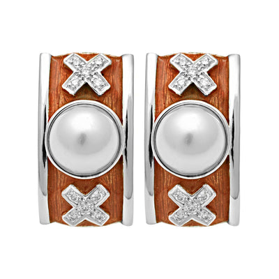Earrings-South Sea Pearl and Diamond (Enamel)  (194FS)