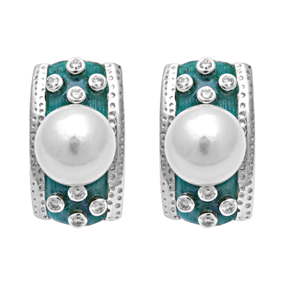 Earrings - South Sea Pearl And Diamond (Enamel)