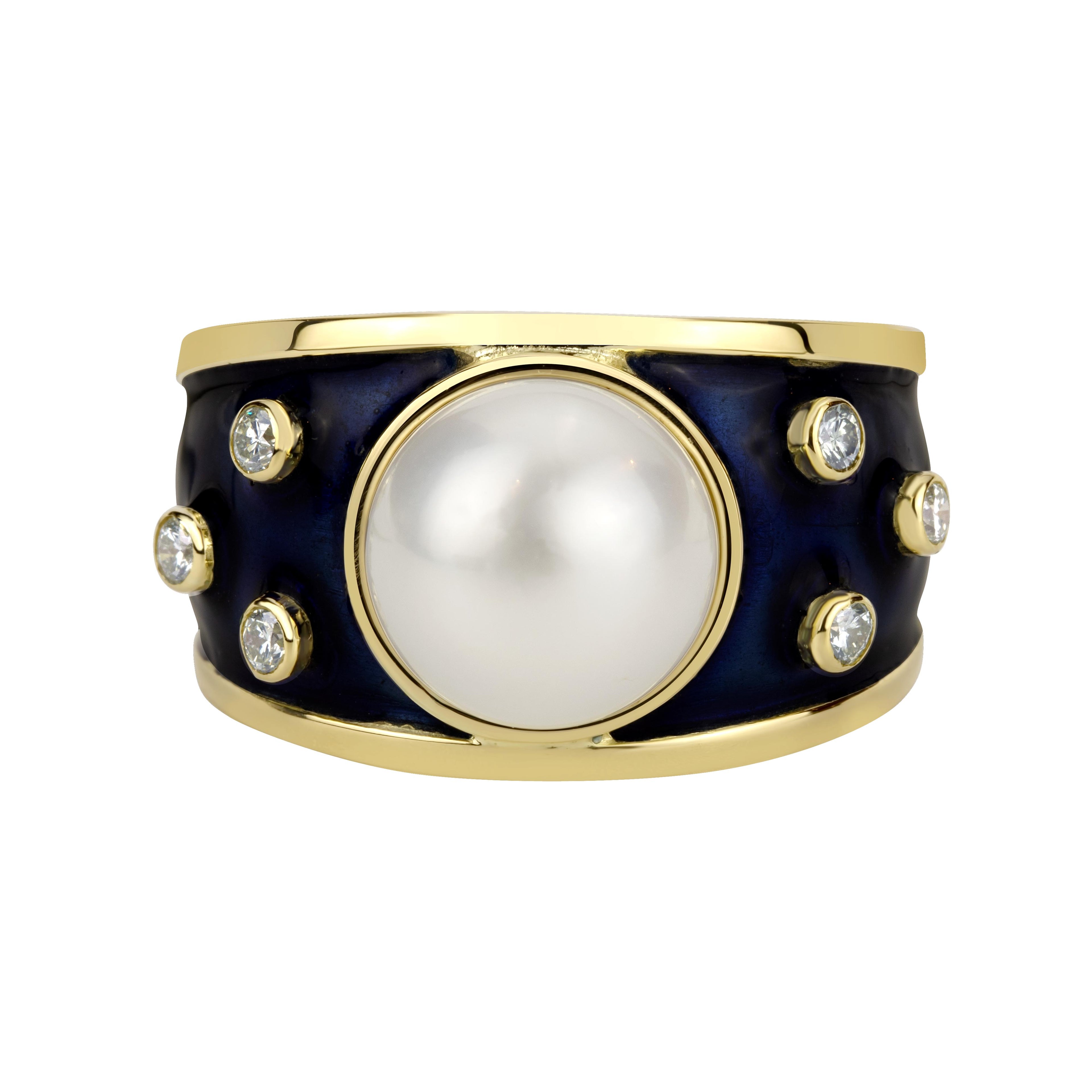 Repair - Ring - South Sea Pearl and Diamond (Enamel) (1962F) | Singhvi Jewels