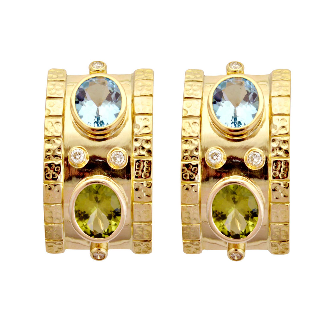 Earrings - Blue Topaz, Peridot and Diamond | Singhvi Jewels