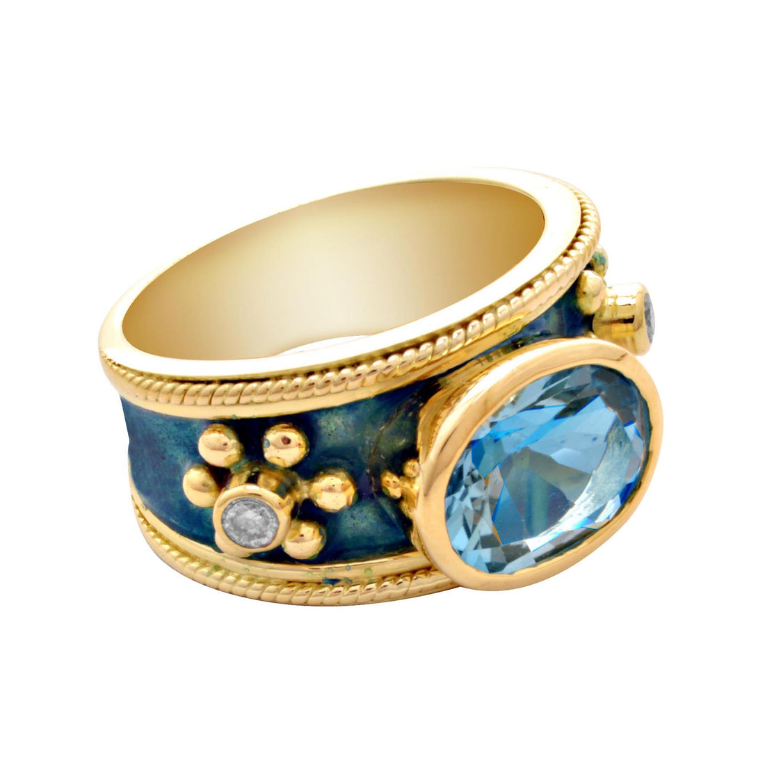 Ring - Blue Topaz and Diamond (Enamel) | Singhvi Jewels