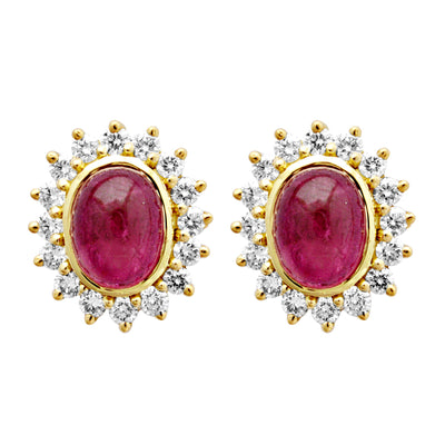 Earrings - Rubellite And Diamond
