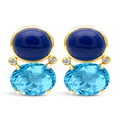 Earrings - Lapis Lazuli, Blue Topaz And Diamond | Singhvi Jewels