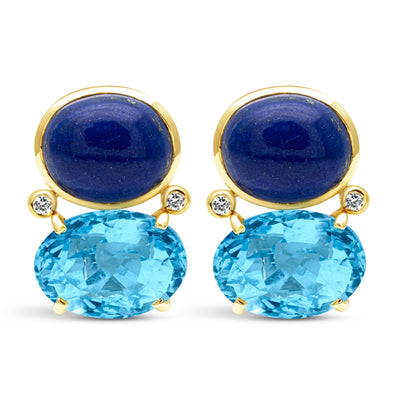 Earrings - Lapis Lazuli, Blue Topaz And Diamond
