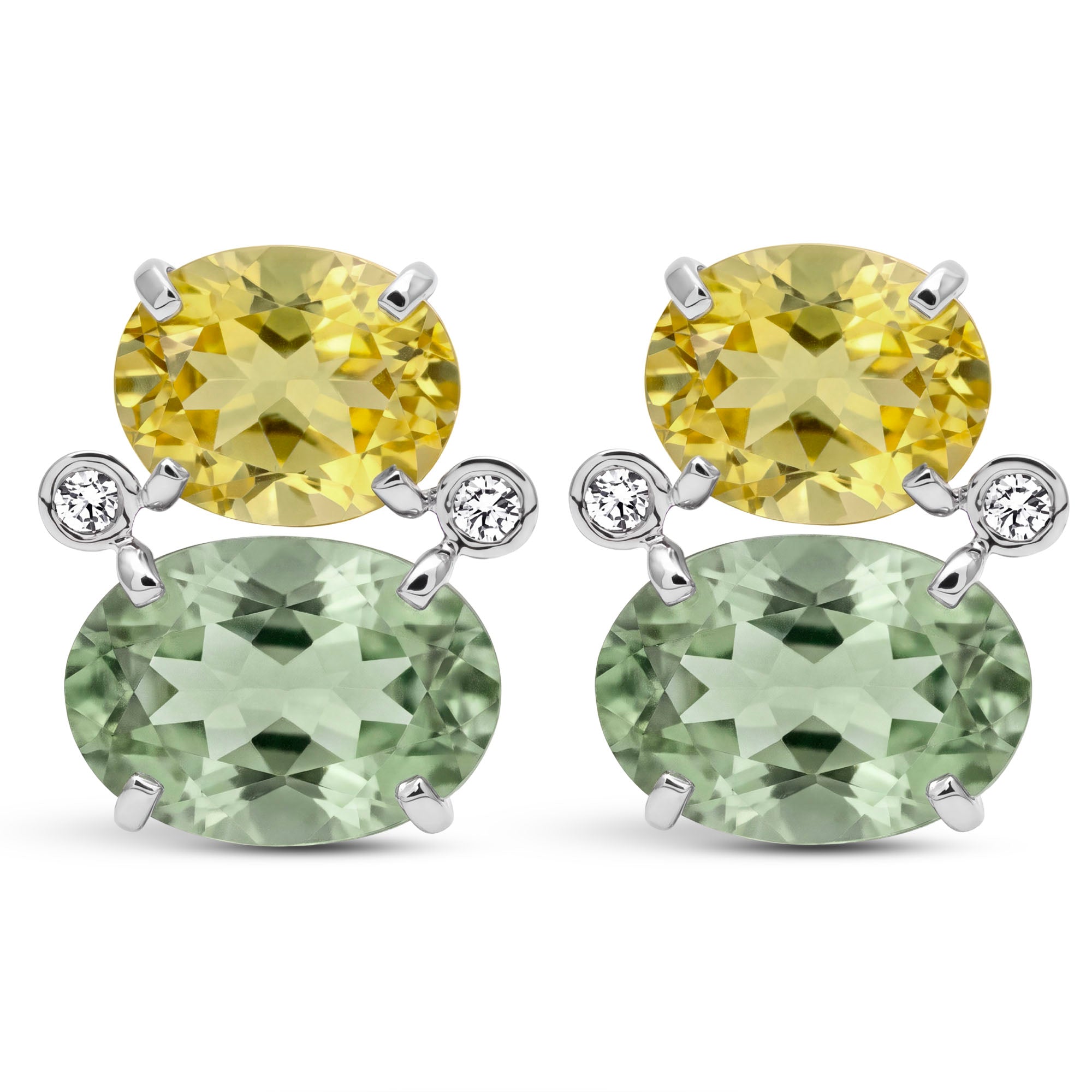 Earrings - Lemon Quartz, Green Quartz And Diamond | Singhvi Jewels