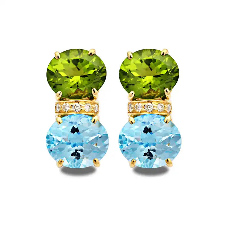Earrings - Blue Topaz, Peridot and Diamond | Singhvi Jewels