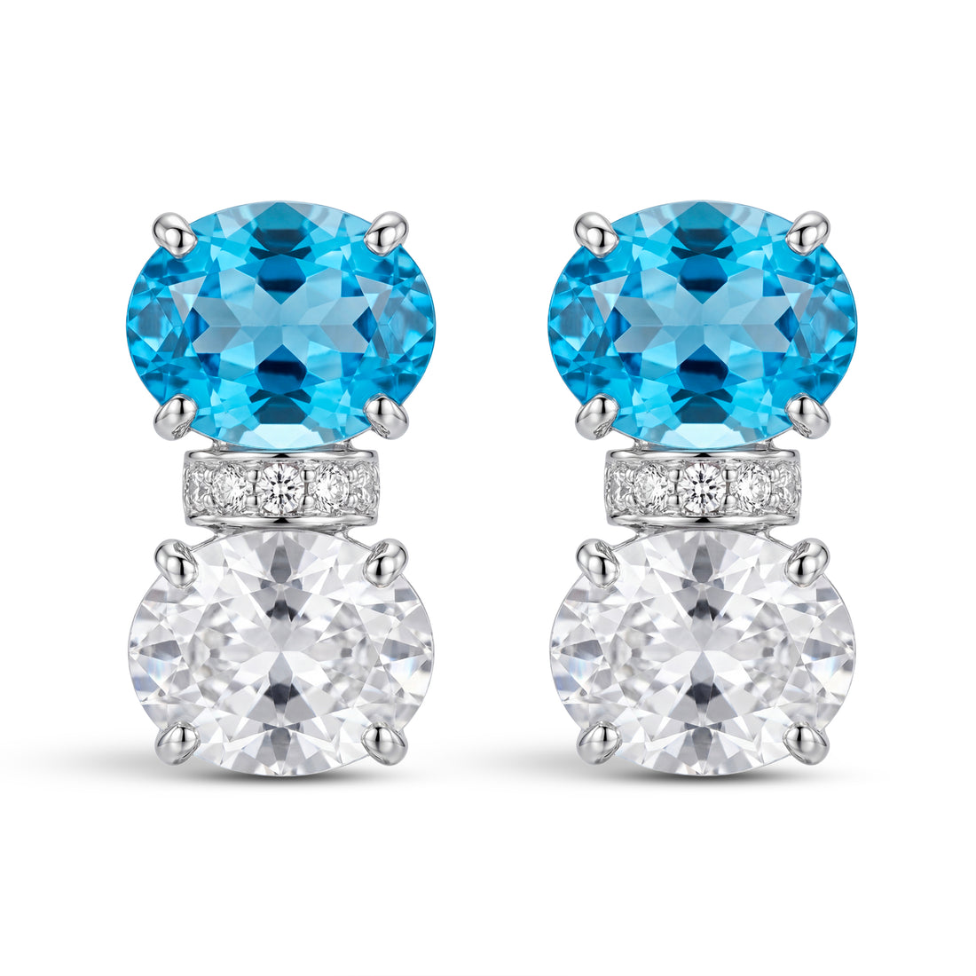 Earrings - Blue Topaz, Crystal And Diamond | Singhvi Jewels