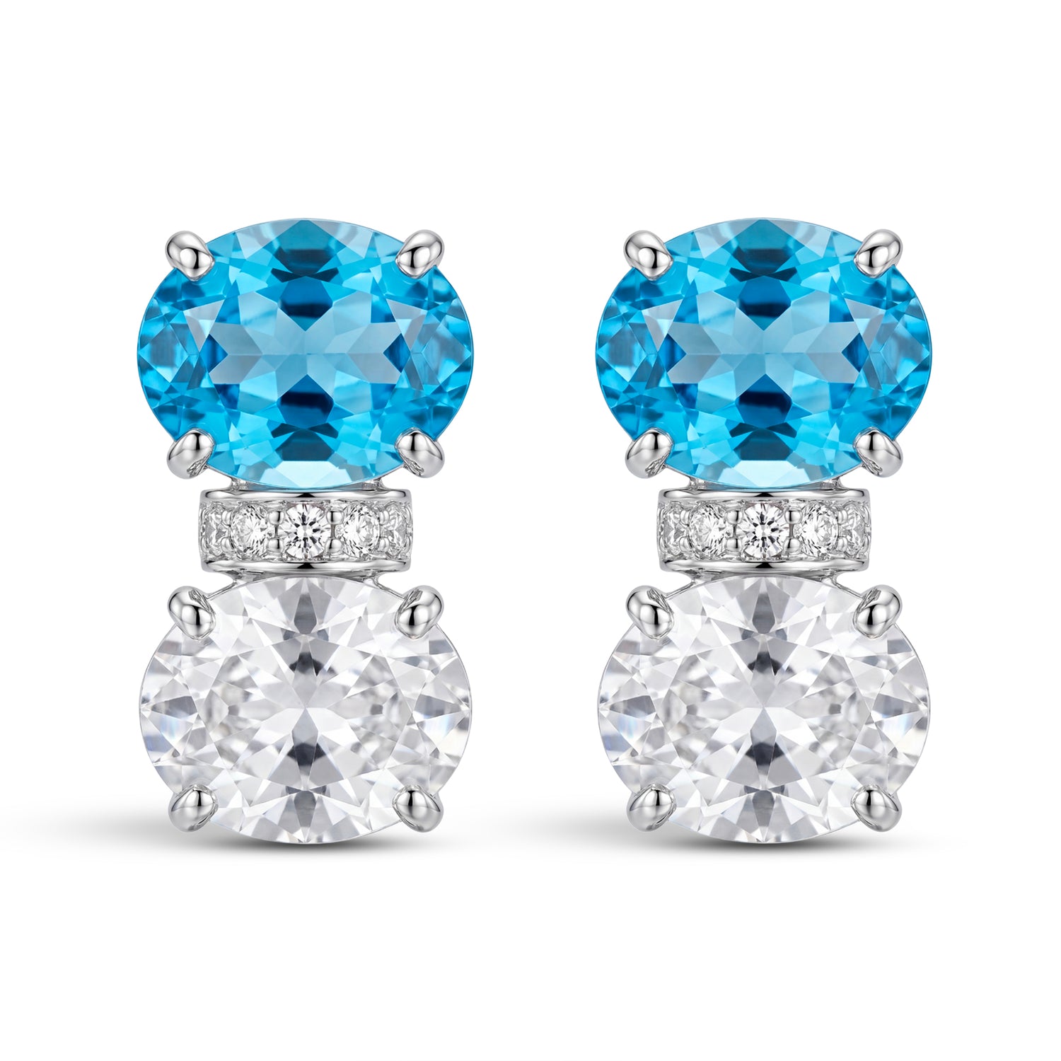 Earrings - Blue Topaz, Crystal And Diamond | Singhvi Jewels