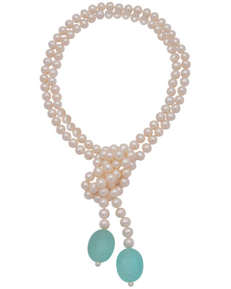 Repair - Lariat - Chalcedony and Fresh Water Pearls (2096B) | Singhvi Jewels