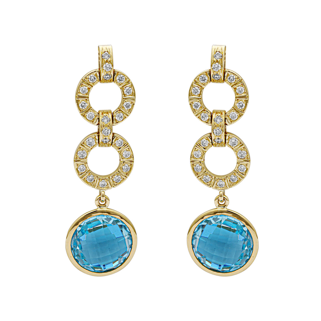 Earrings - Blue Topaz And Diamond