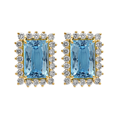 Earrings - Aquamarine And Diamond