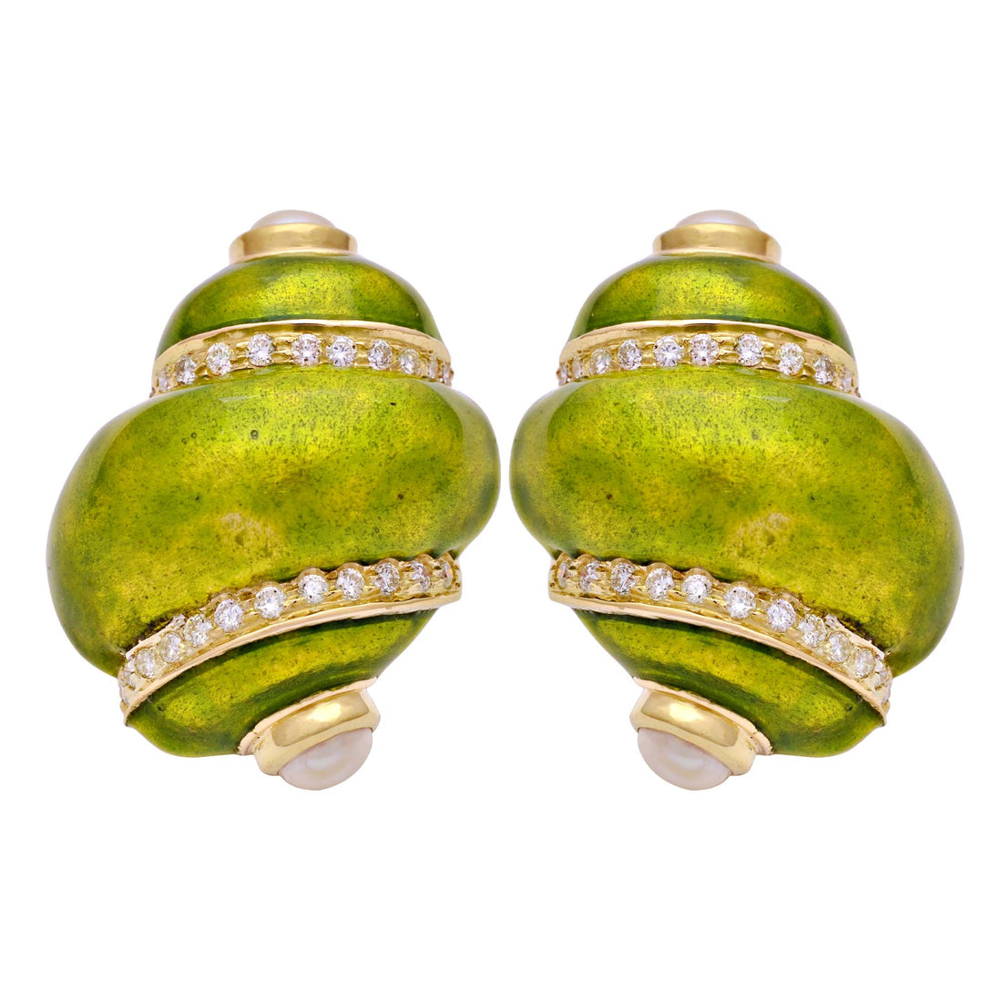 Earrings - Fresh Water Pearl and Diamond (Enamel) | Singhvi Jewels