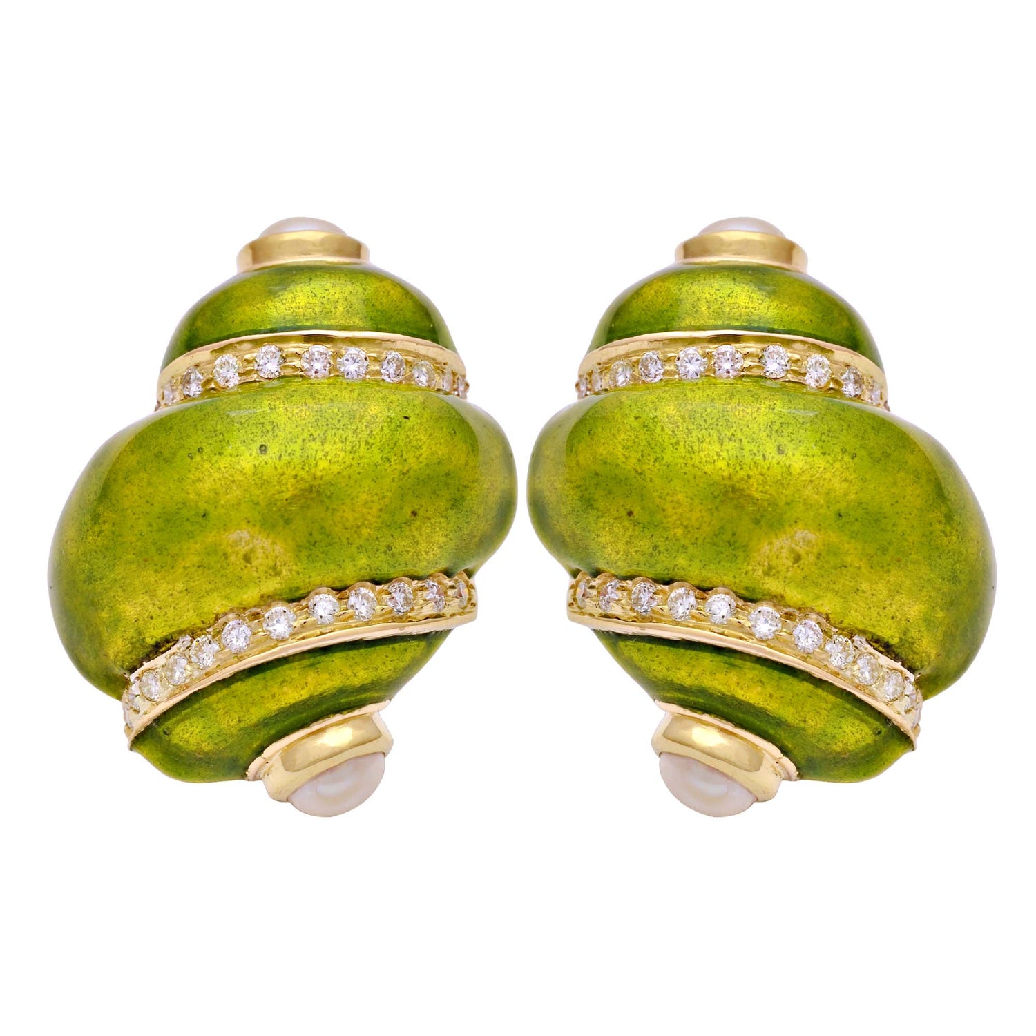 Earrings-Fresh Water Pearl and Diamond (Enamel) | Singhvi Jewels