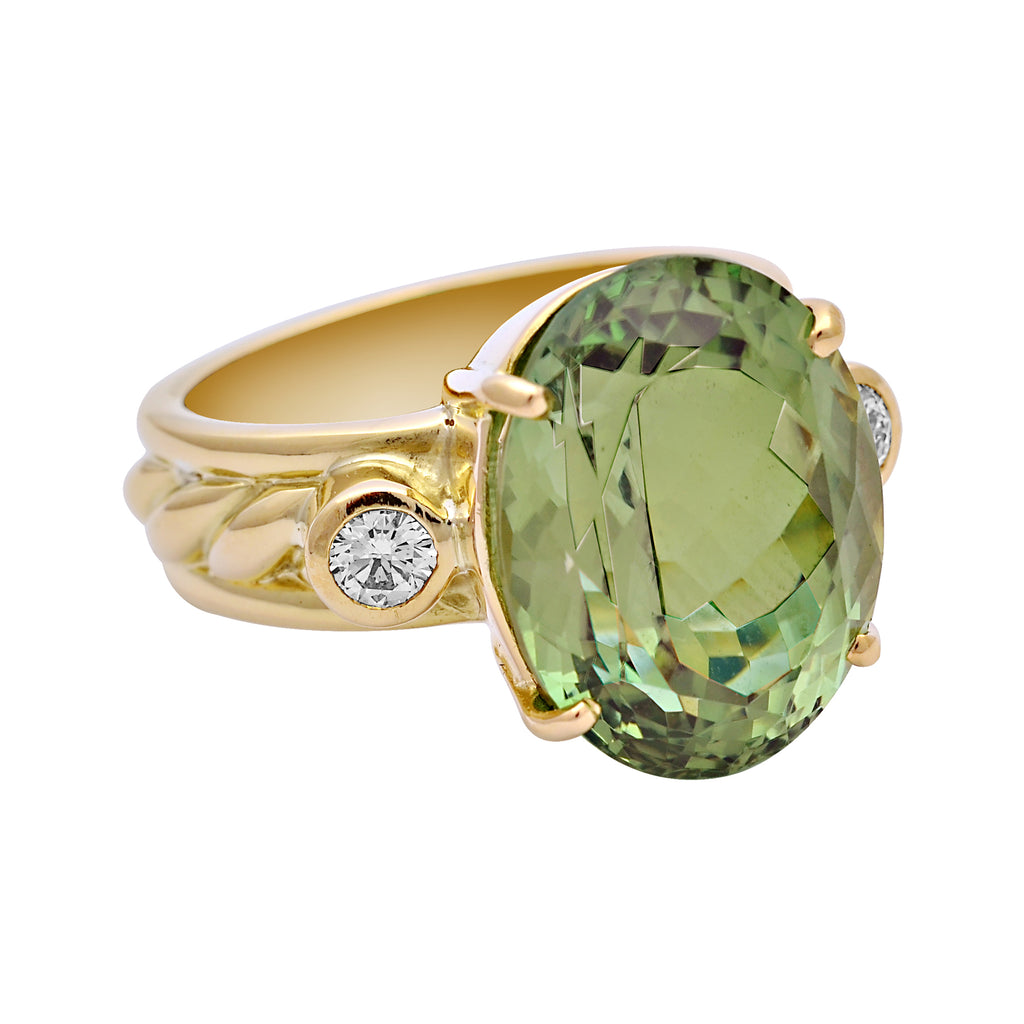 Ring-Green Tourmaline and Diamond