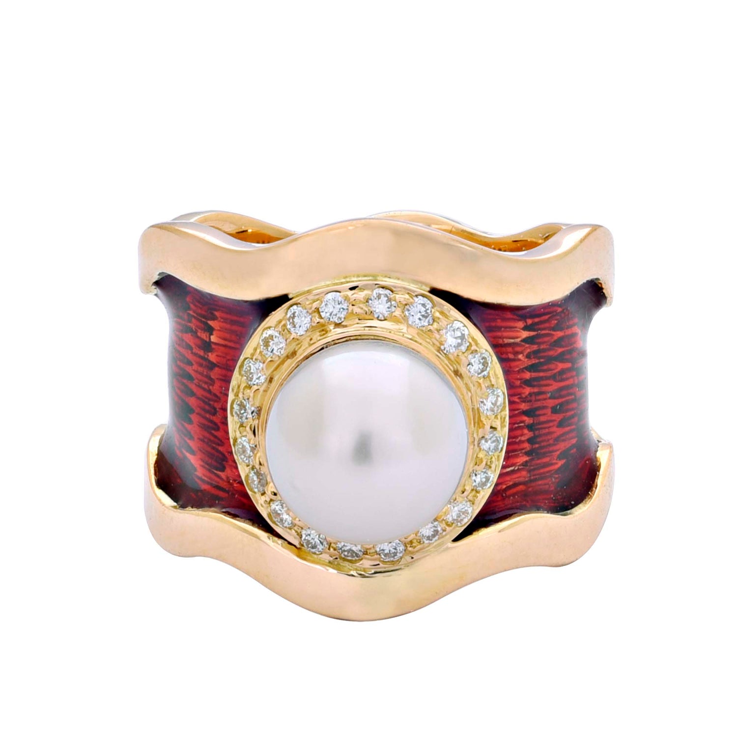 Ring- South Sea Pearl and Diamond (Enamel) | Singhvi Jewels