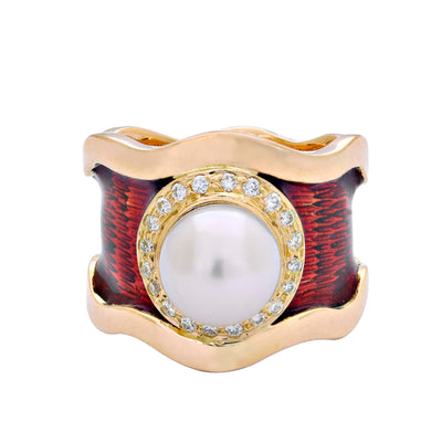 Ring- South Sea Pearl and Diamond (Enamel)