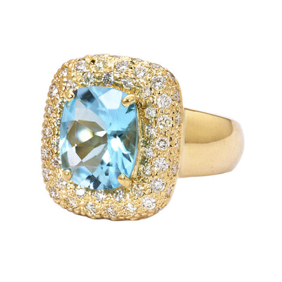 Repair - Ring - Blue Topaz & Diamond in 18K Gold (2183N)