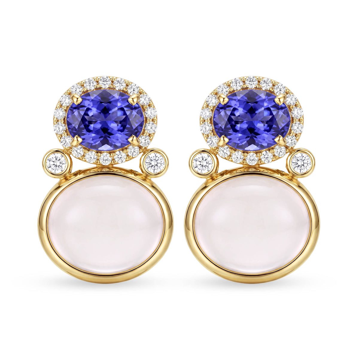 Earrings - Moonstone, Tanzanite And Diamond | Singhvi Jewels