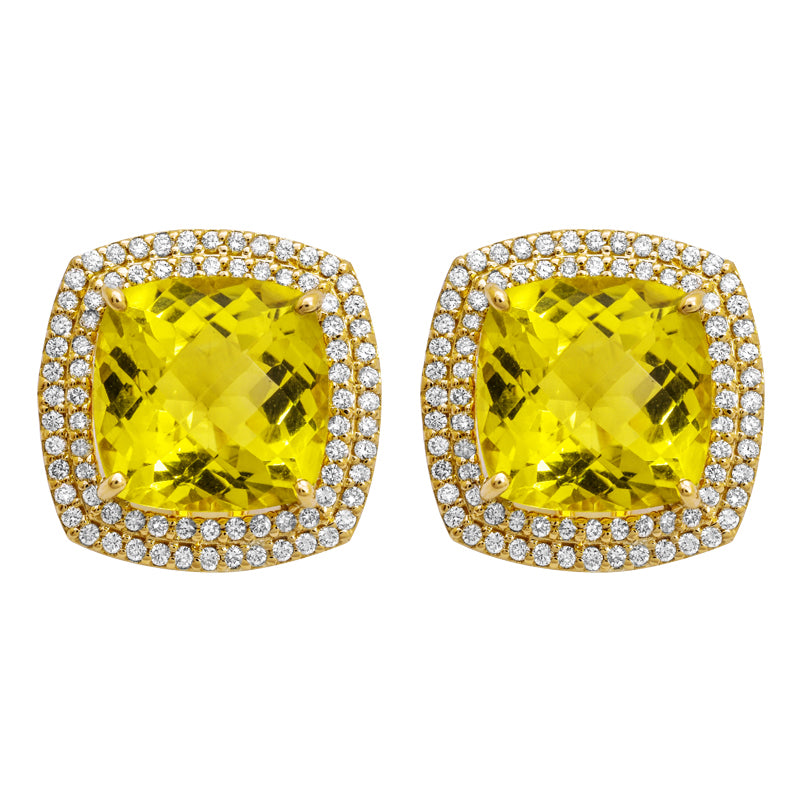 Earrings- Lemon Quartz and Diamond