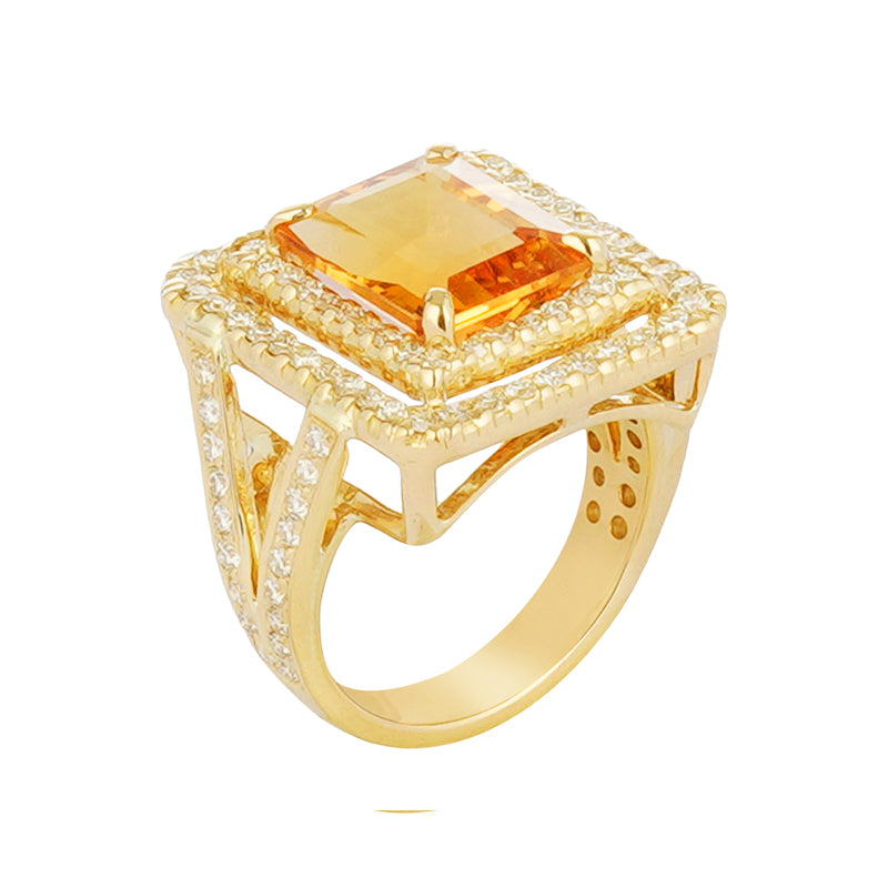 Ring - Citrine and Diamond (2221L)