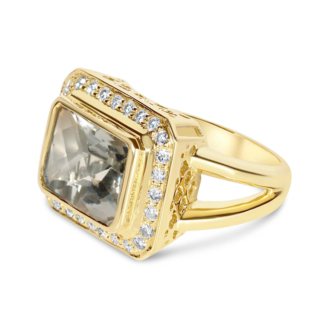 Ring - Green Quartz and Diamond | Singhvi Jewels