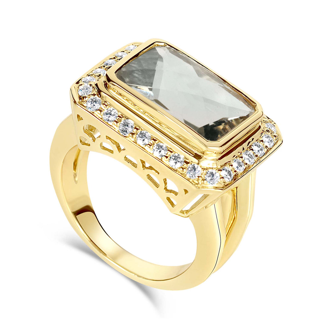 Ring - Green Quartz and Diamond | Singhvi Jewels