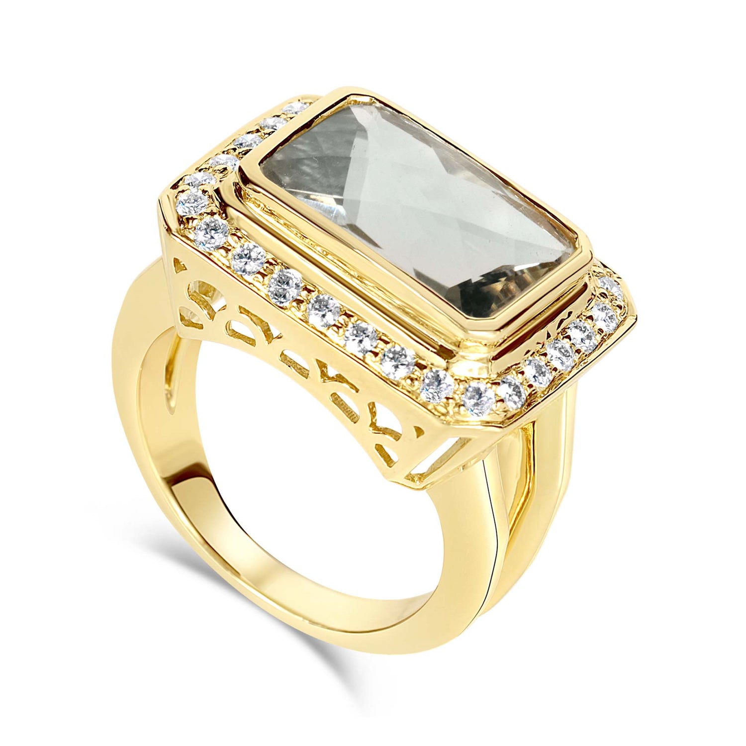 Ring - Green Quartz and Diamond | Singhvi Jewels