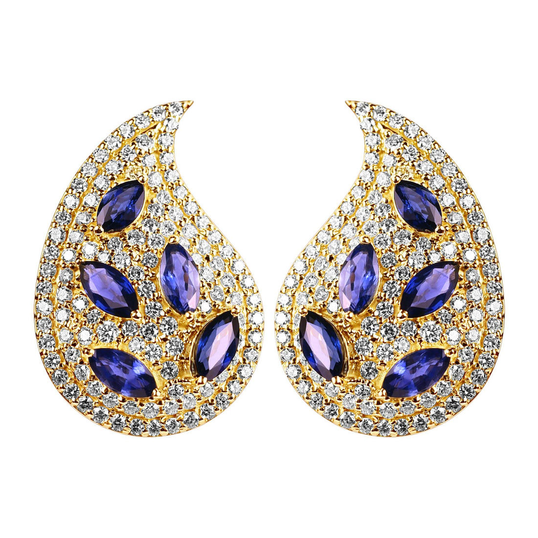 Earrings - Blue Sapphire and Diamond | Singhvi Jewels