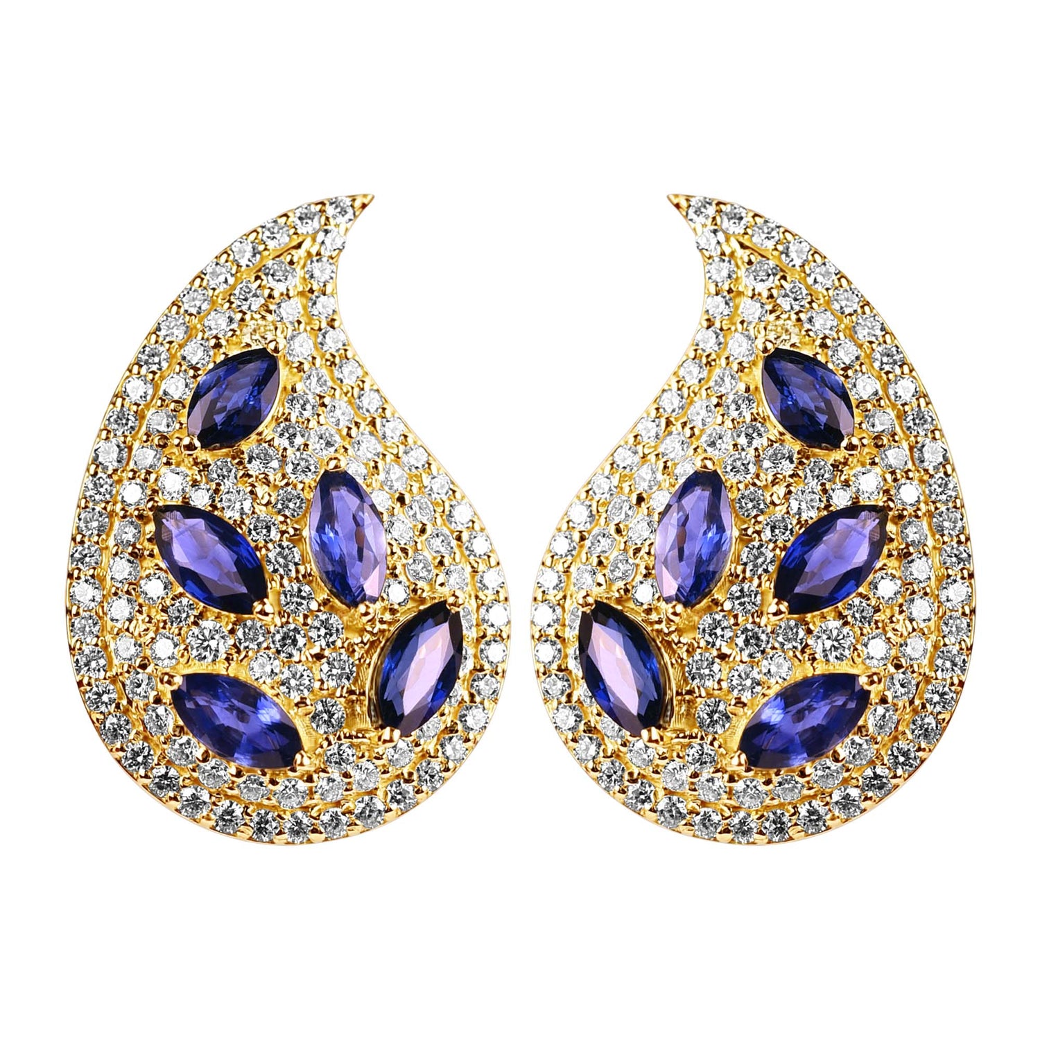 Earrings - Blue Sapphire and Diamond | Singhvi Jewels