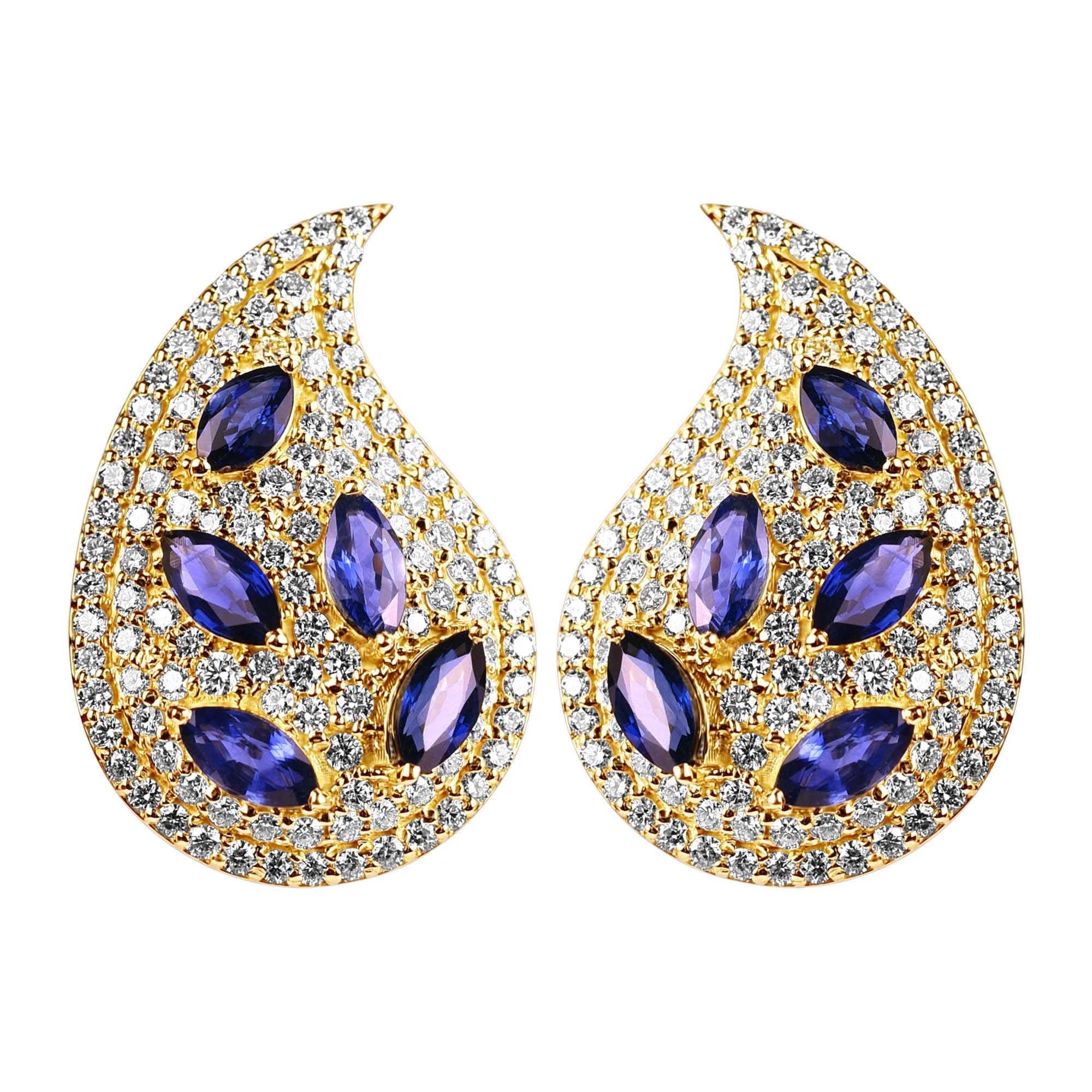 Earrings - Blue Sapphire and Diamond | Singhvi Jewels