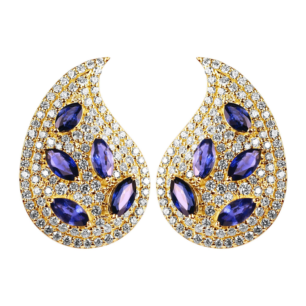 Earrings - Blue Sapphire and Diamond