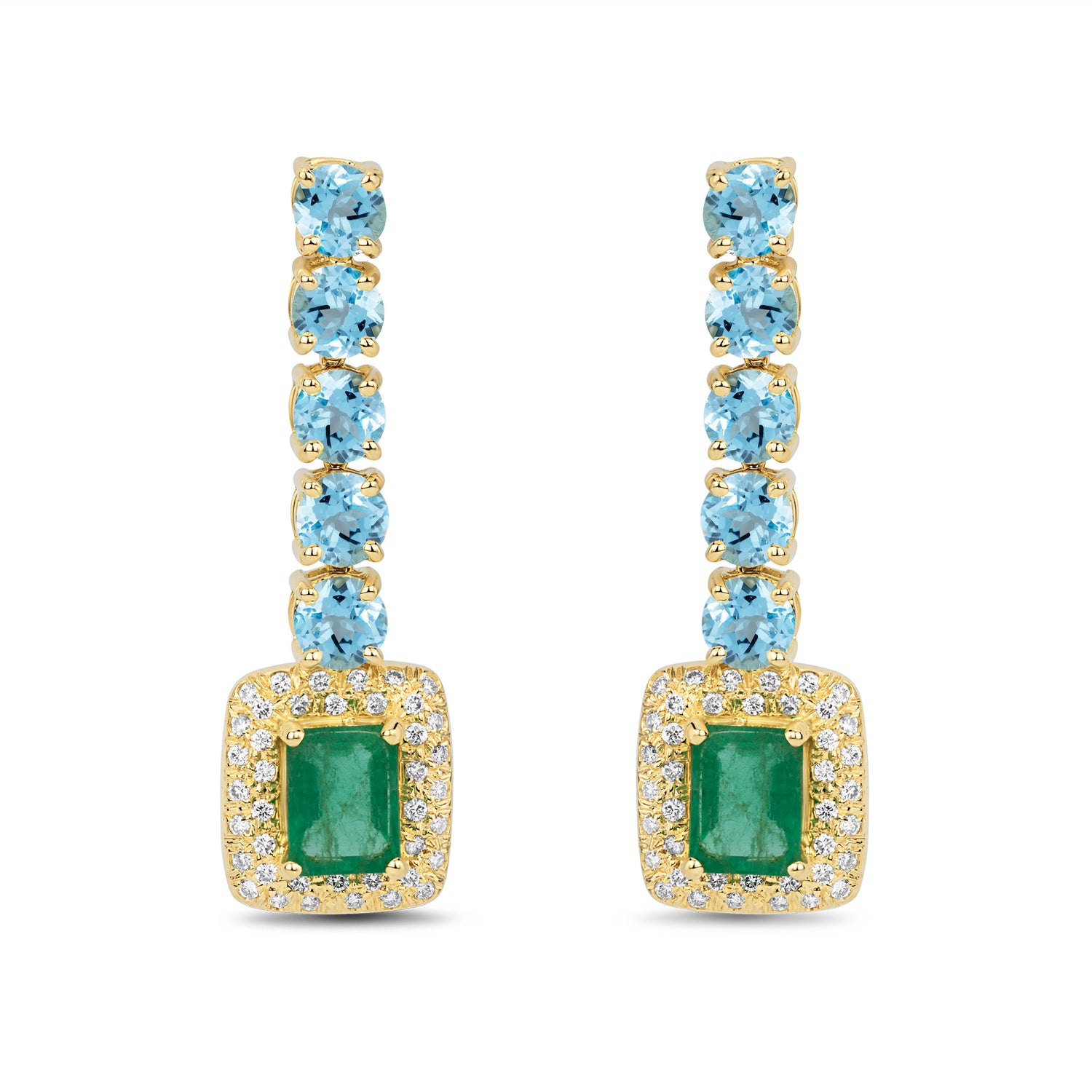 Earrings - Blue Topaz, Emerald and Diamond (2233C) | Singhvi Jewels