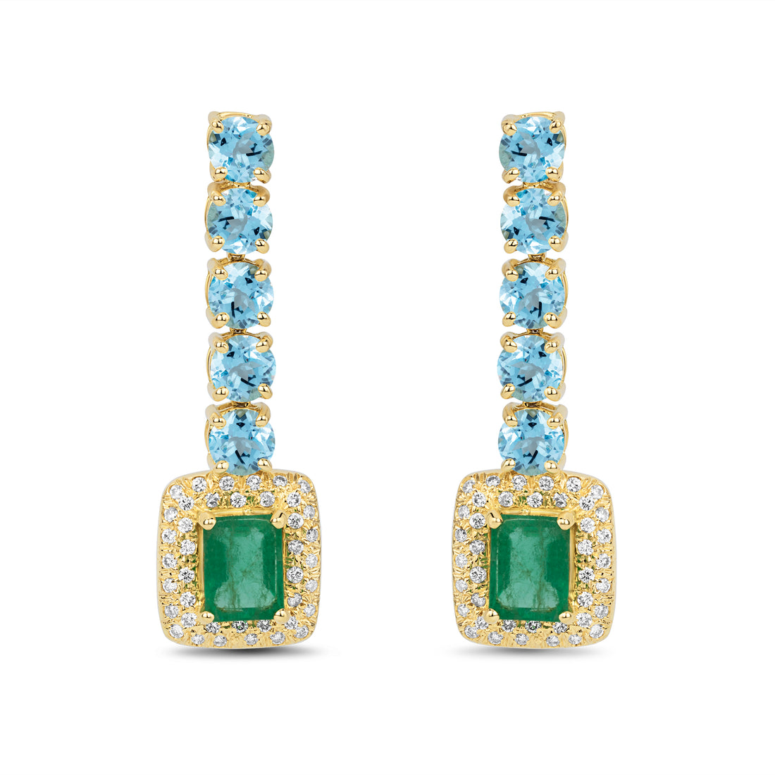 Earrings - Blue Topaz, Emerald and Diamond | Singhvi Jewels