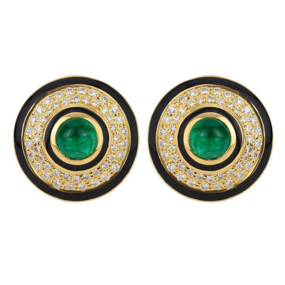 Earrings - Emerald And Diamond (Enamel)