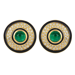 Earrings - Emerald and Diamond (Enamel)