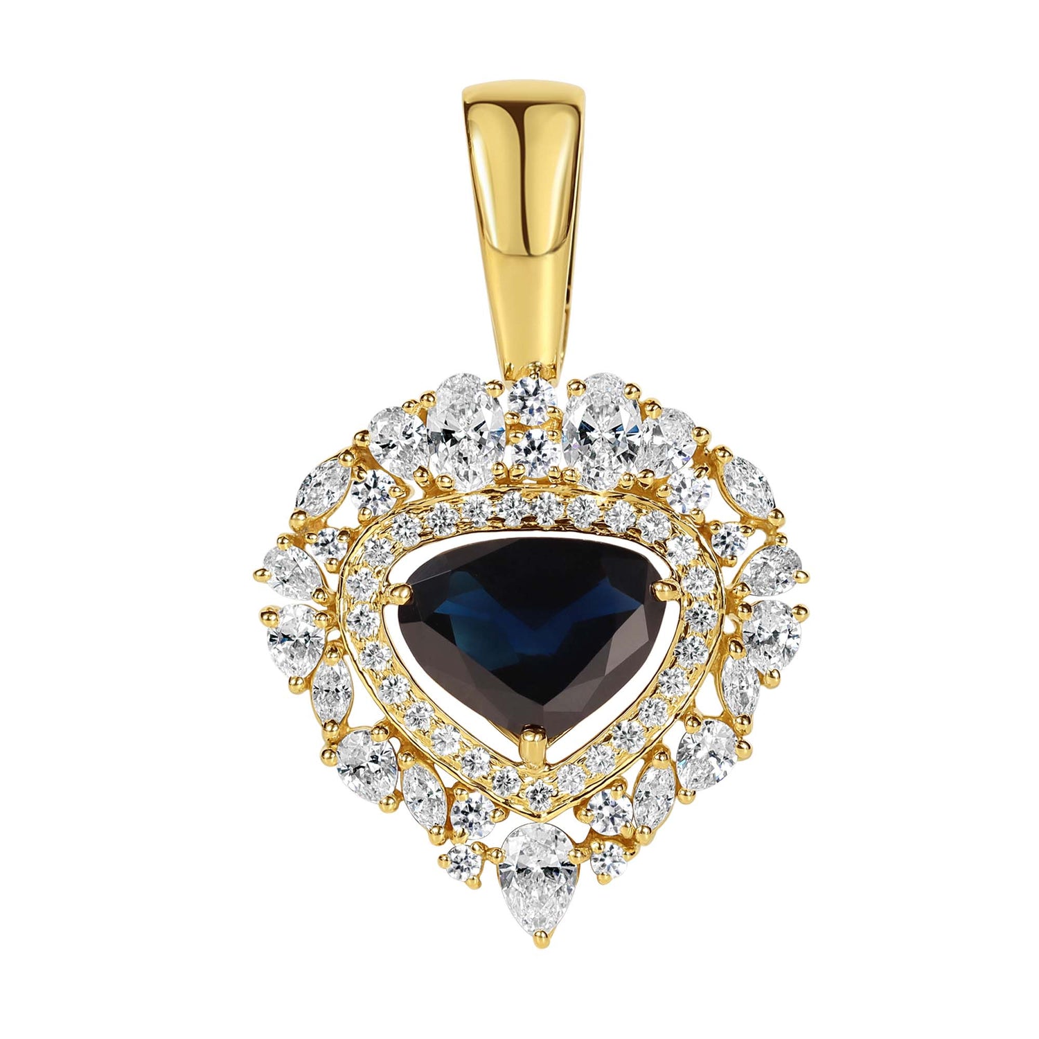 Pendant - Blue Sapphire, Crystal and Diamond | Singhvi Jewels
