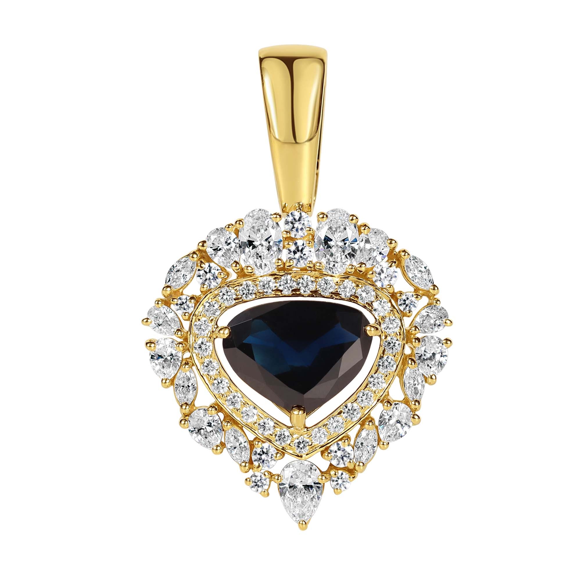 Pendant - Blue Sapphire, Crystal and Diamond | Singhvi Jewels