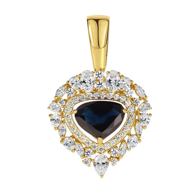 Pendant - Blue Sapphire, Crystal And Diamond