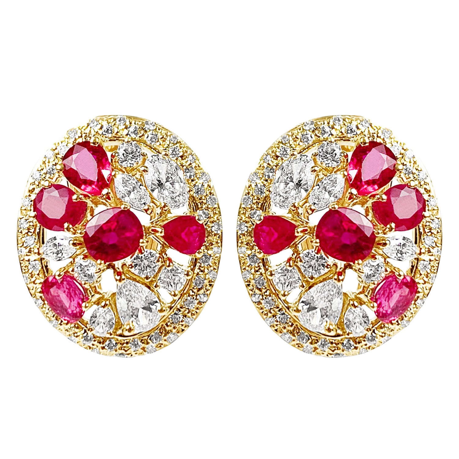 Repair - Earrings - Ruby, Diamond and Cubic Zirconia (2234B) | Singhvi Jewels