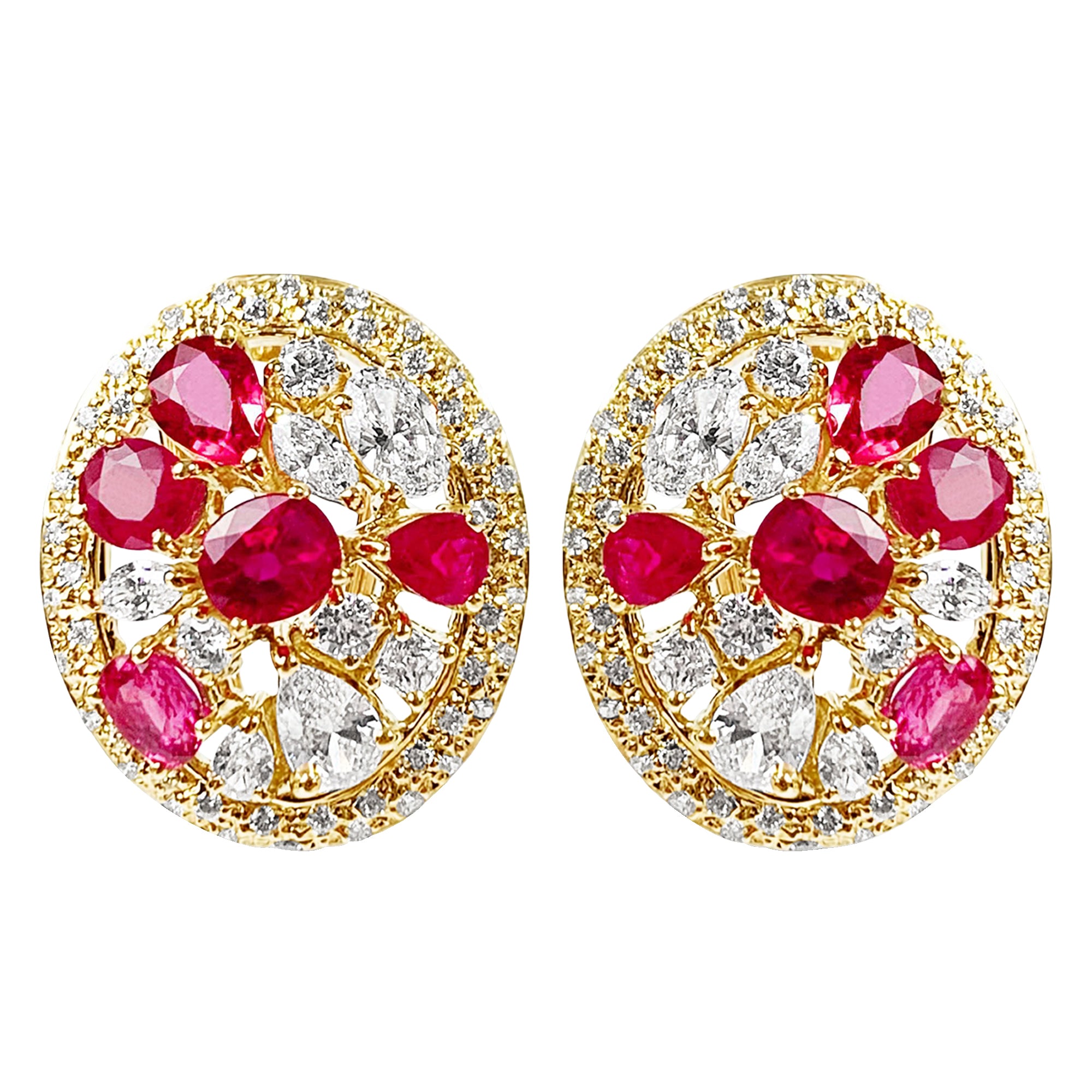 Repair - Earrings - Ruby, Diamond and Cubic Zirconia (2234B) | Singhvi Jewels