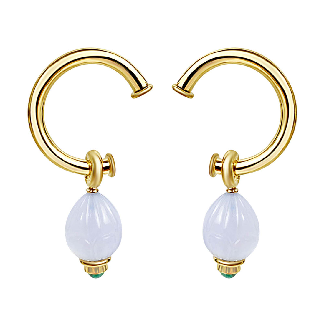 Earrings - Chalcedony and Emerald | Singhvi Jewels