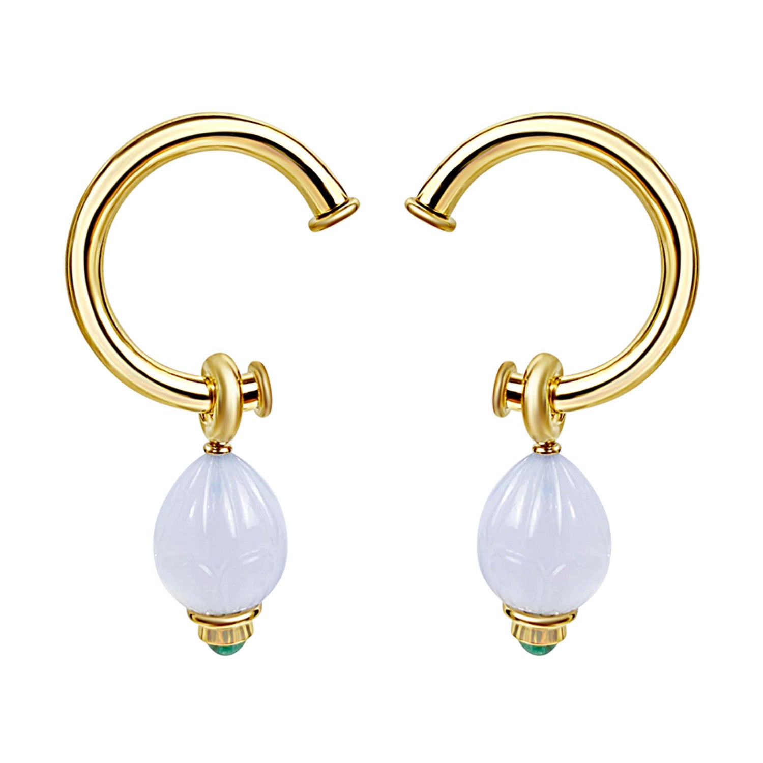 Earrings - Chalcedony and Emerald | Singhvi Jewels