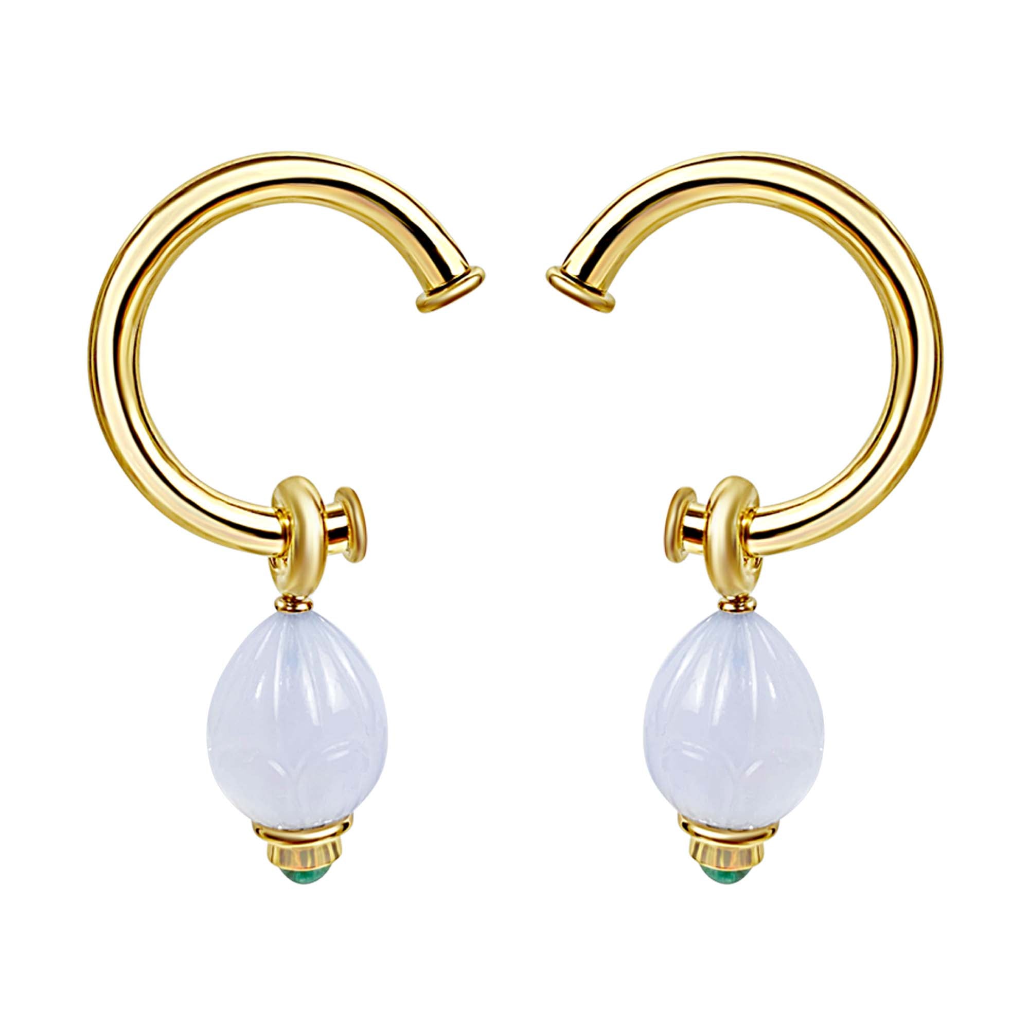 Earrings - Chalcedony and Emerald | Singhvi Jewels