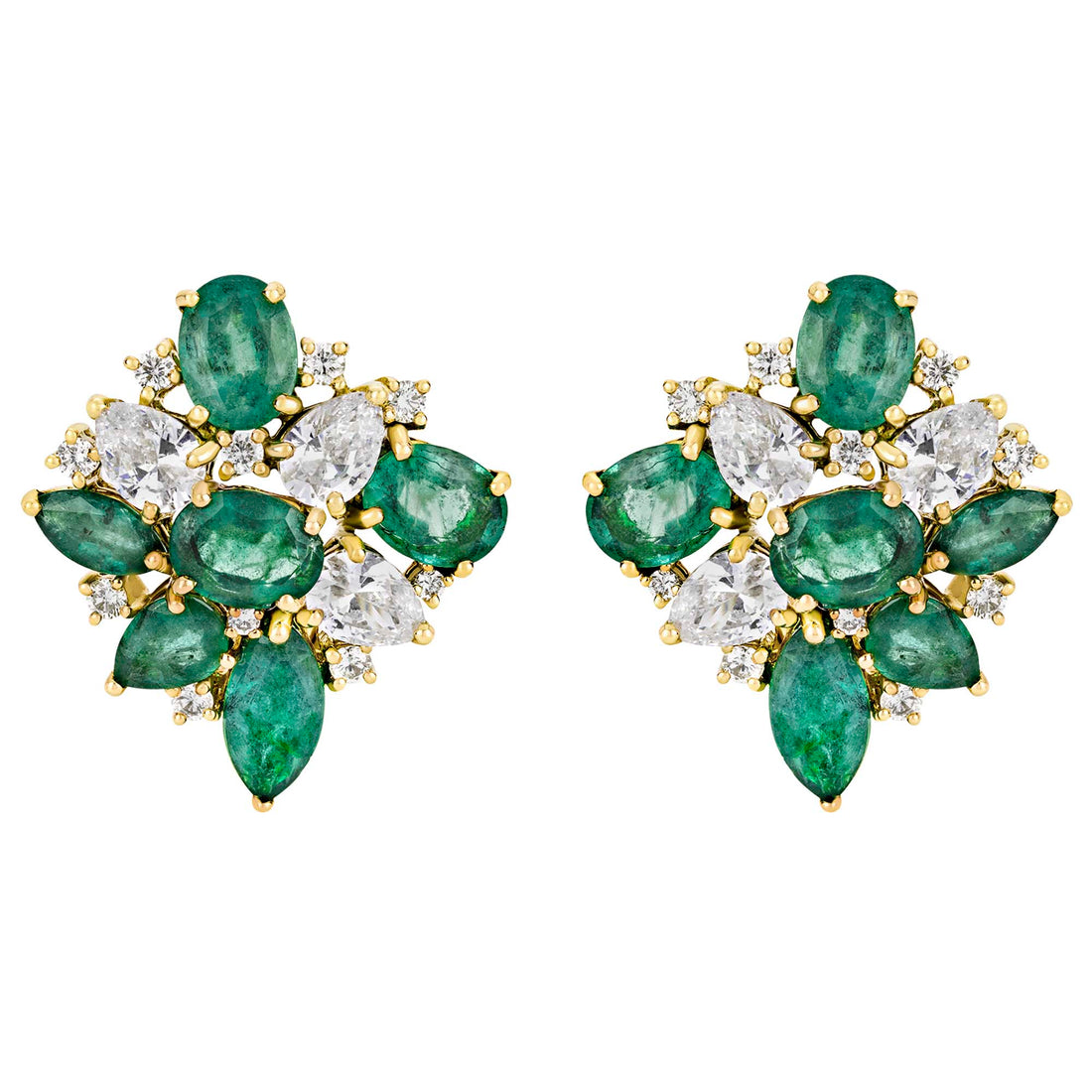 Earrings - Emerald, Diamond and Crystal | Singhvi Jewels