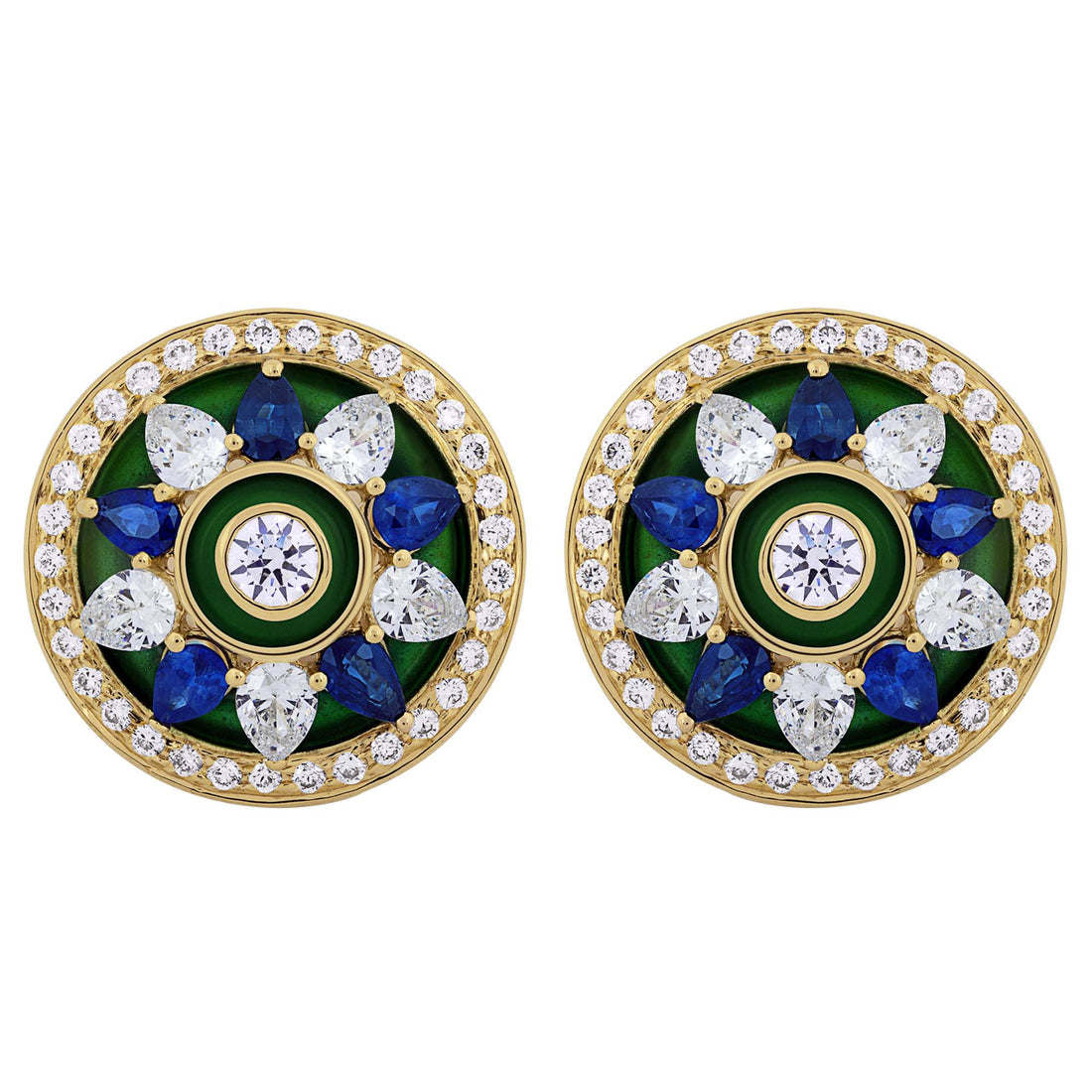Earrings - White Topaz, Blue Sapphire and Diamond | Singhvi Jewels