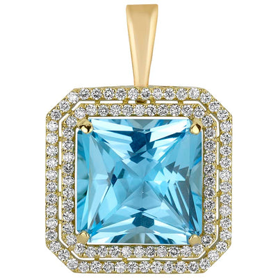 Pendant - Blue Topaz And Diamond