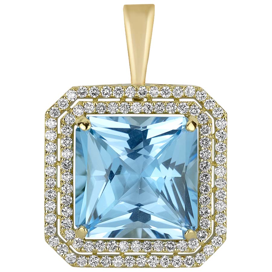 Pendant - Blue Topaz And Diamond (2278B) | Singhvi Jewels