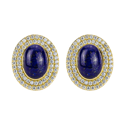 Earrings - Lapis Lazuli And Diamond (2287E)