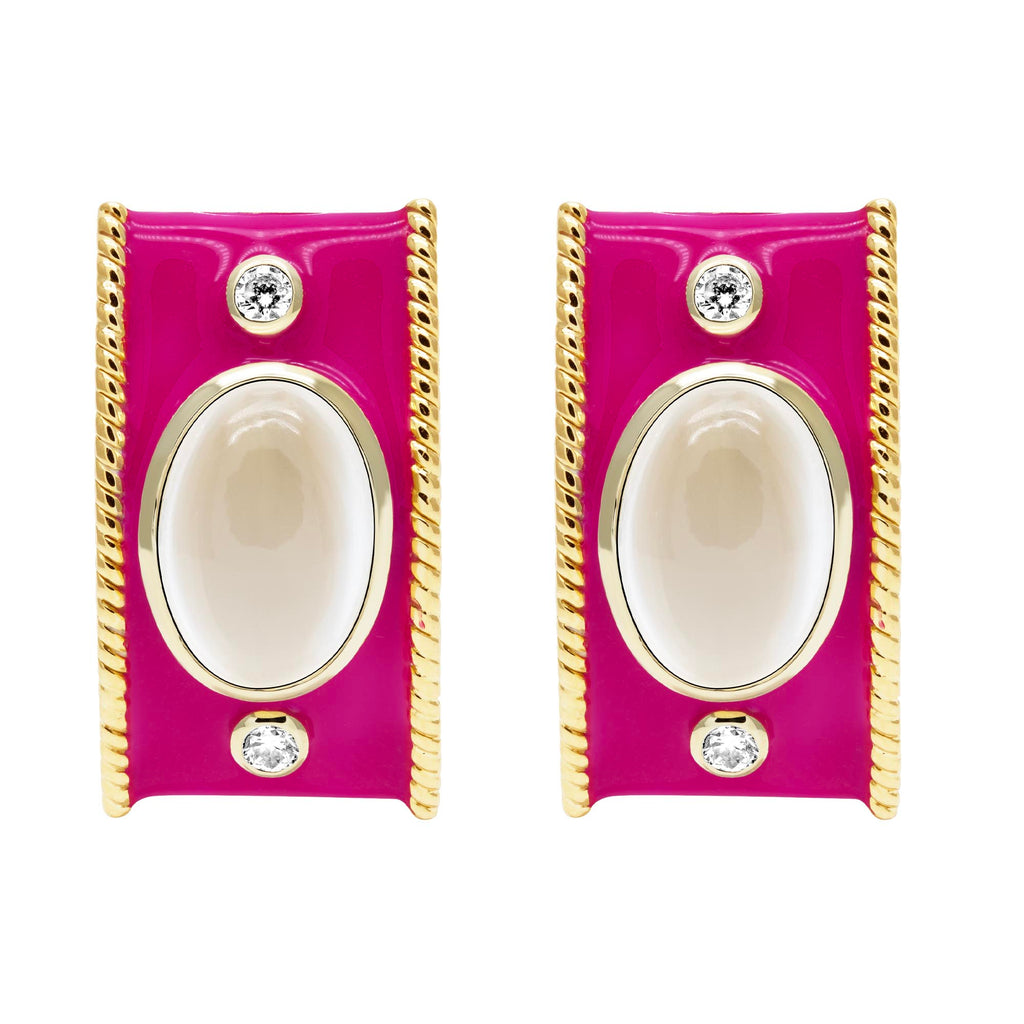 Earrings - Moonstone & Diamond (enamel)